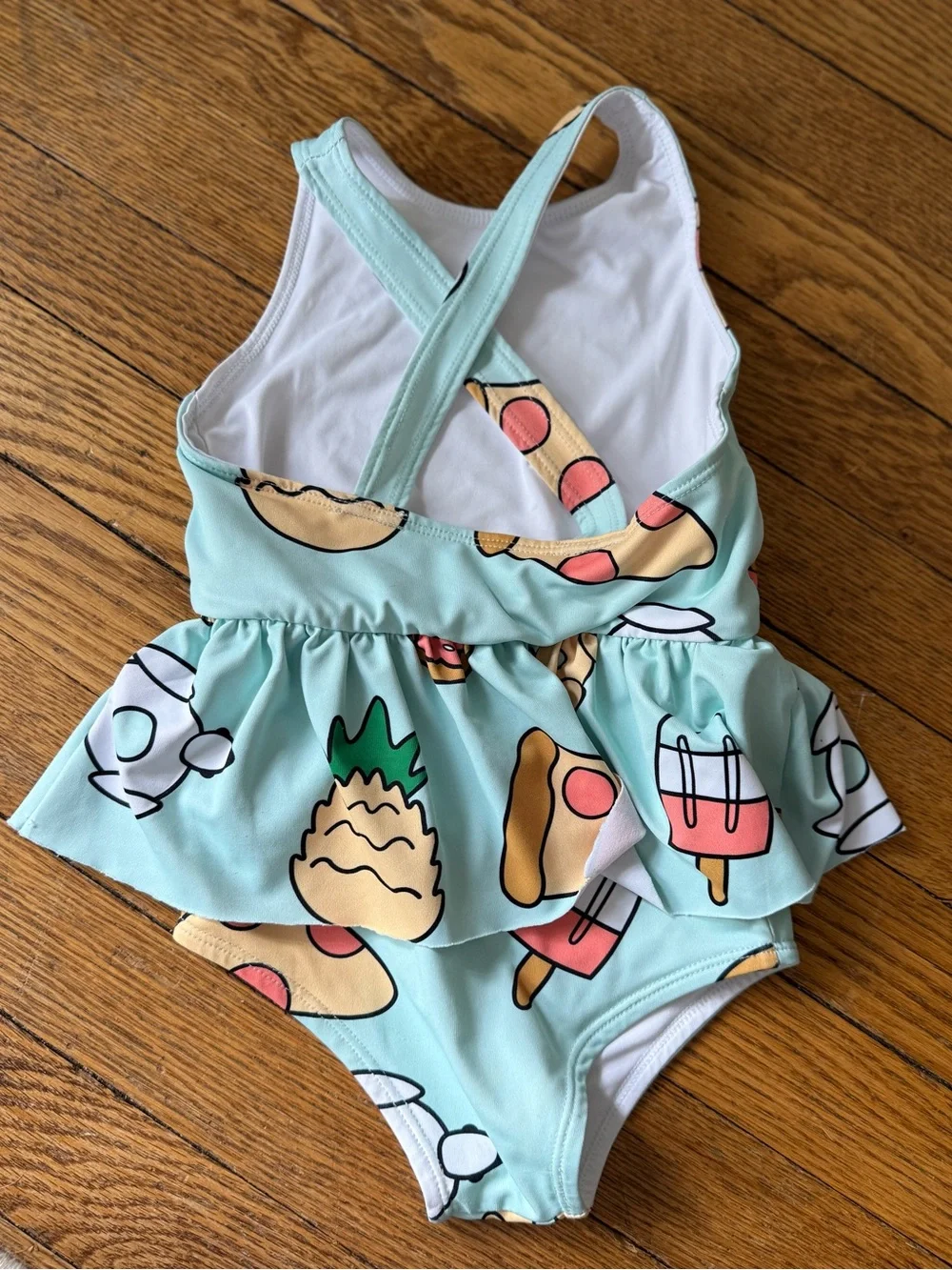 Monica + Andy Girl's Mint Blue Peplum Swimsuit - Size 3